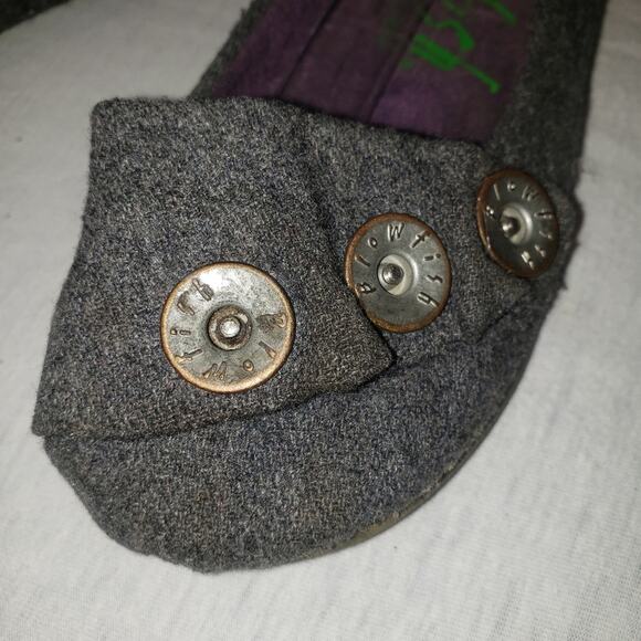 GUC, Girls Blowfish Gray Tweed style flats w/ metal toned button accents, Sz 13. - Picture 3 of 11